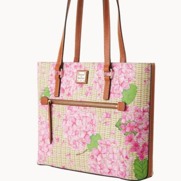 Dooney & Bourke Pink Floral Tote with Brown Leather Straps - Picture 2 of 6